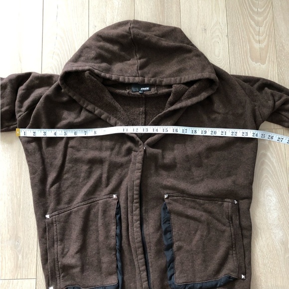 Aritzia Wilfred Free Rousseau Zip Hooded Sweatshirt Snaps in Brown Size L - Picture 2 of 11